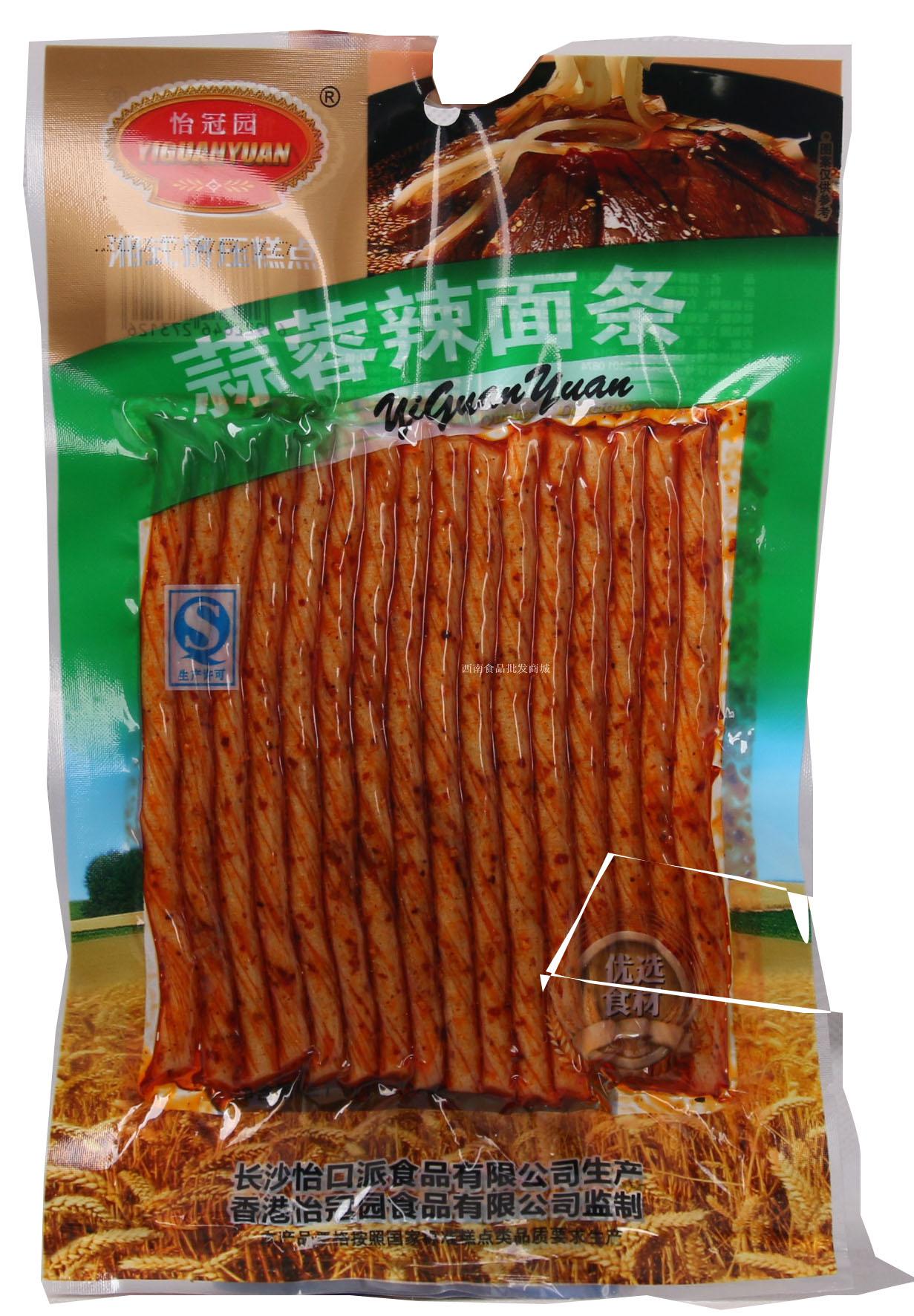120g,面筋-怡冠园蒜蓉辣面条120g(一件100袋 20袋起售-辣条-休闲食品